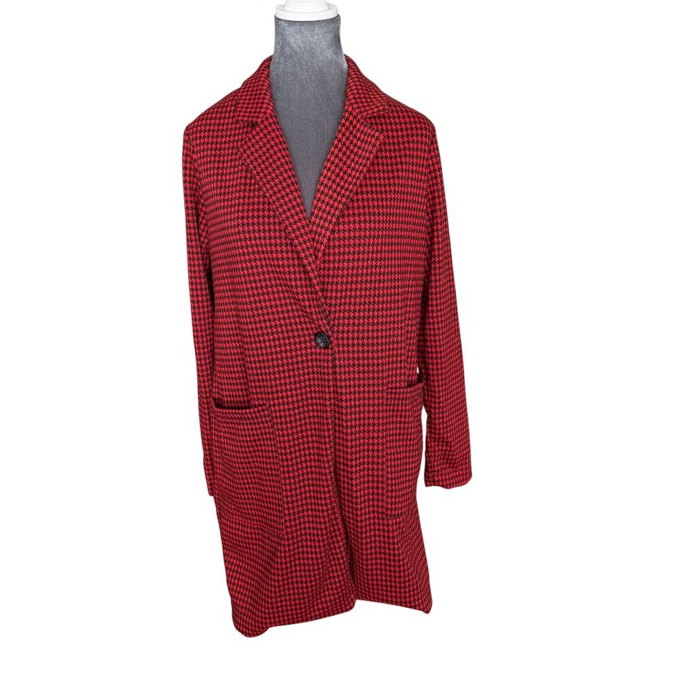 Philosophy Republic Clothing Red & Black Houndstooth Blazer Jacket S/P